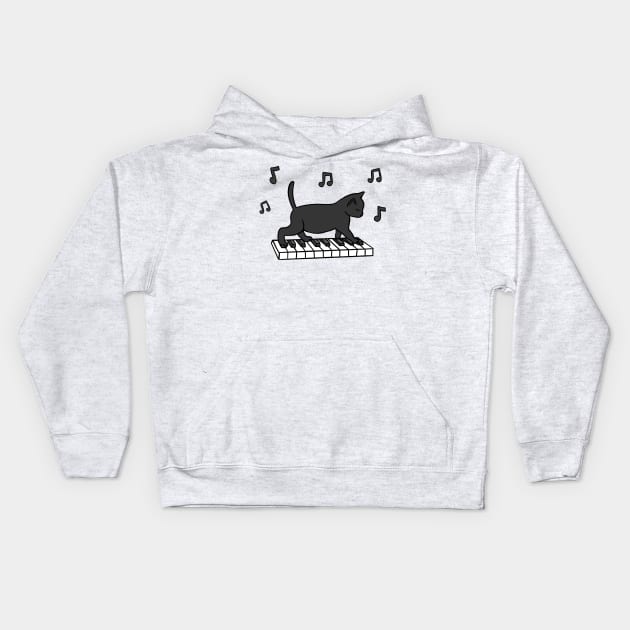 Piano Cat Kids Hoodie by Kelly Louise Art